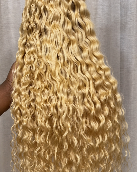 $15 Human Hair Water Wave Bundles – Blonde & 99J