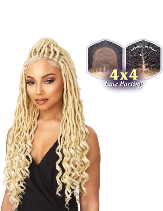 Synthetic Hair Lace Front Wig Swiss Lace 4X4 Multi Parting Braid Lace Wig Goddess Locs (1)