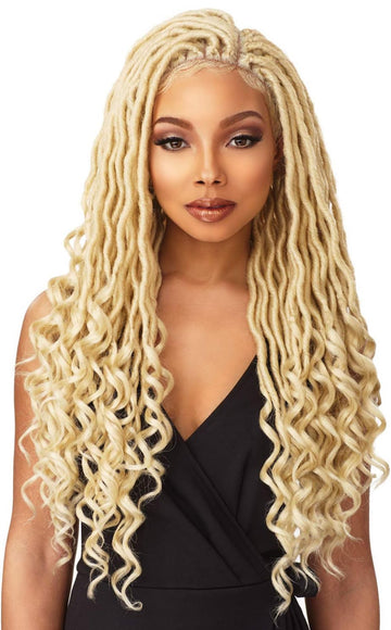 Synthetic Hair Lace Front Wig Swiss Lace 4X4 Multi Parting Braid Lace Wig Goddess Locs (1)