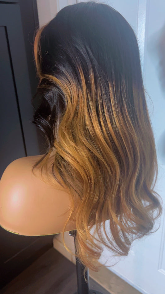 16 - 18 “ 100% human hair, 360 wig ombre 1B/27